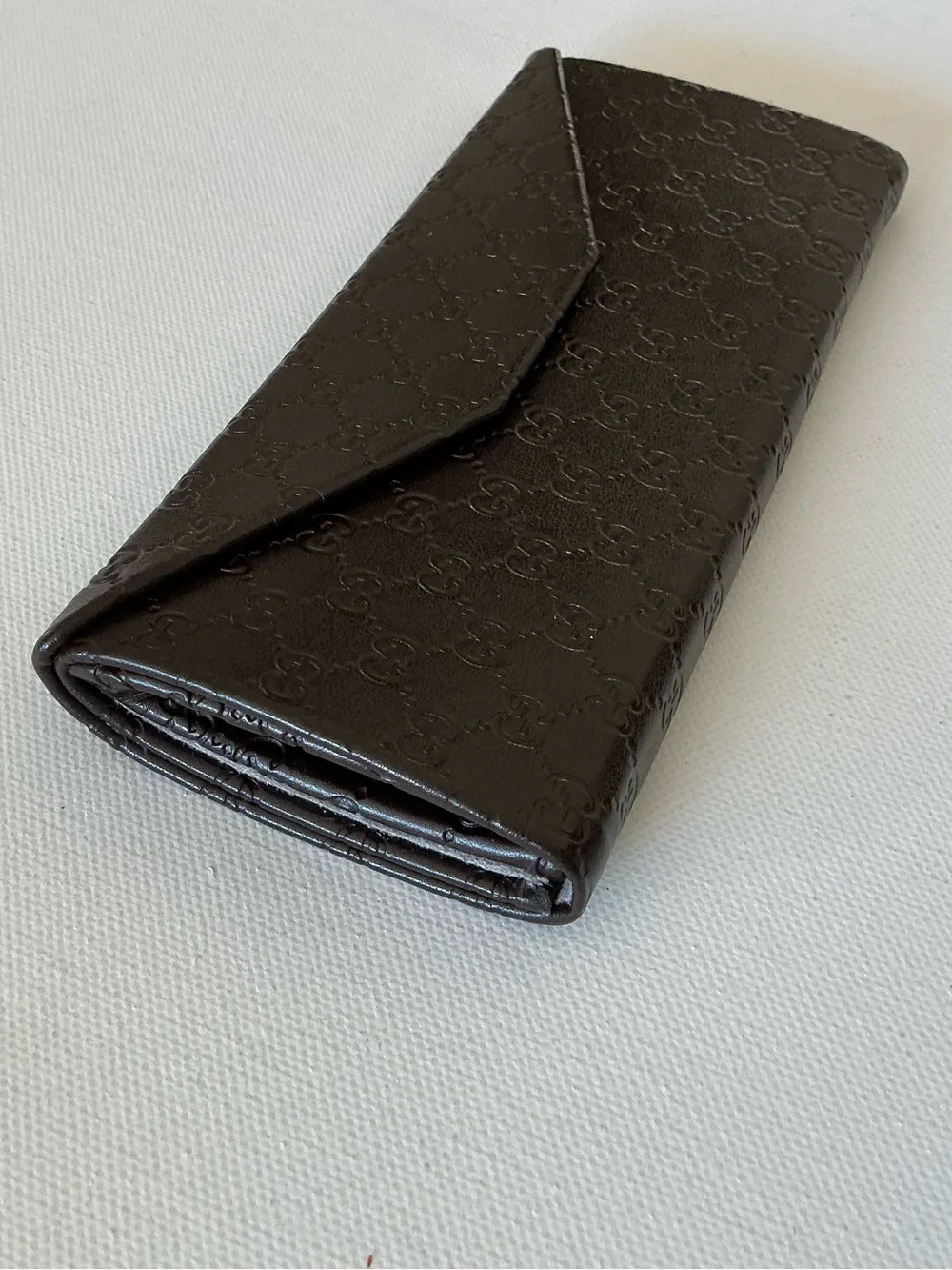 Gucci Brown Micro GG Embossed Folding Eyeglasses Sunglasses Hard Case